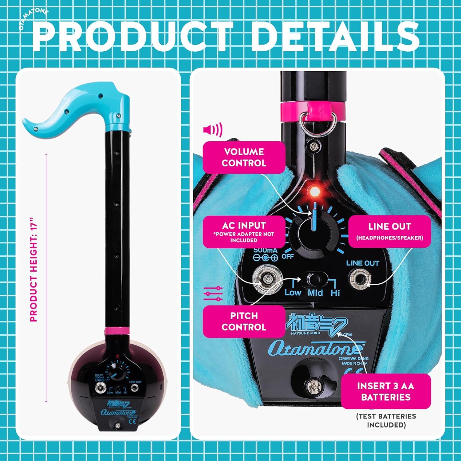 image:imageOtamatone Deluxe Hatsune Miku Edition Electronic Musical Instrument Portable Synthesizer from Japan Maywa Denki Includes Removable Plush Wig