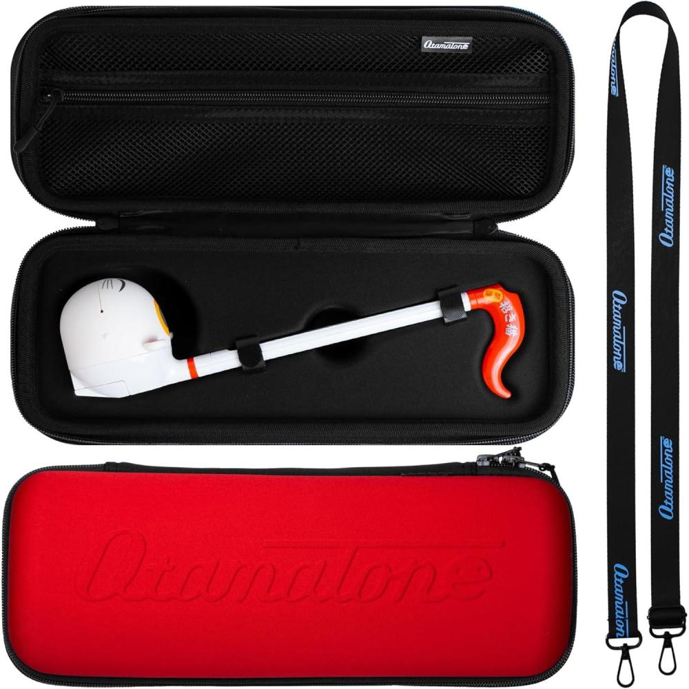 image:imageOtamatone Official Case for Otamatone Regular 107 inch Musical Instrument Toy Synthesizer Hard Shell Cover Smooth Fitted Protective Interior with Official Logo Strap Inner Zipper Pouch RedMatte Red